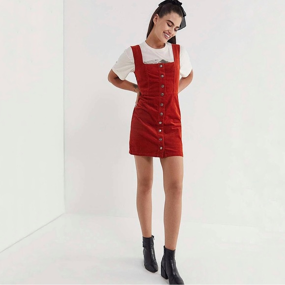 Urban Outfitters Dresses & Skirts - NWOT Urban Outfitters Corduroy Button Front Sleeveless Mini Dress Terracotta 6